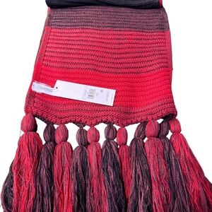 Calvin Klein Red and Black Knit Scarf